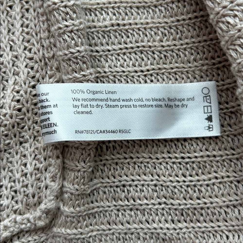 Eileen Fisher Sweater S/P Oatmeal Brown 100% Wool Waterfall Cardigan Open - Picture 7 of 10